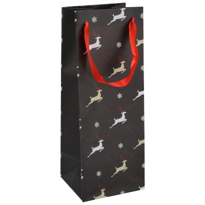 Torebka na butelkę, laminat matowy 157g/m2, 33 cm, wstążka
