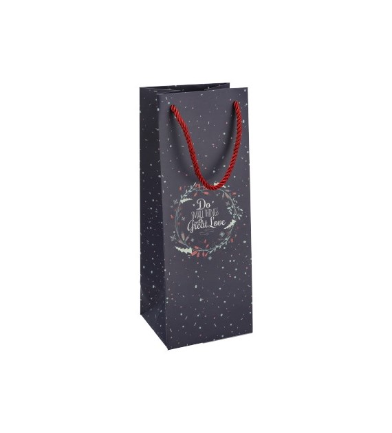 Torebka na butelkę, laminat matowy 210g/m2, 33 cm, gruby sznurek