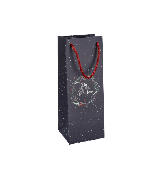 Torebka na butelkę, laminat matowy 210g/m2, 33 cm, gruby sznurek