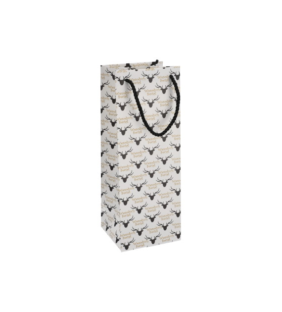 Torebka na butelkę, laminat matowy 210g/m2, 33 cm, gruby sznurek