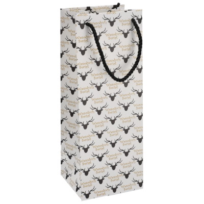 Torebka na butelkę, laminat matowy 210g/m2, 33 cm, gruby sznurek