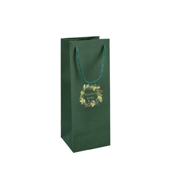 Torebka na butelkę, laminat matowy 210g/m2, 33 cm, gruby sznurek