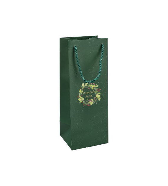 Torebka na butelkę, laminat matowy 210g/m2, 33 cm, gruby sznurek