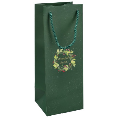Torebka na butelkę, laminat matowy 210g/m2, 33 cm, gruby sznurek