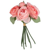 Bukiet 9 główek róż angielskich, 28cm, różowy