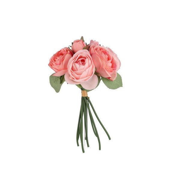 Bukiet 9 główek róż angielskich, 28cm, różowy