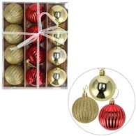 Bombki plastikowe, 6cm/12 szt, złoty, czerwony