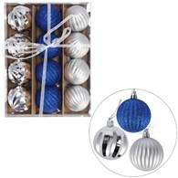 Bombki plastikowe, 6cm/12 szt, srebrny, granat