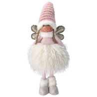 Lalka z materiału, 48cm, biała, różowa, do postawienia