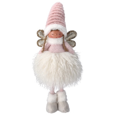 Lalka z materiału, 48cm, biała, różowa, do postawienia