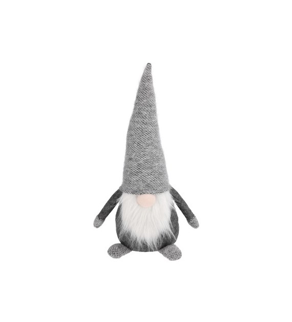 Skrzat z materiału w sweterkowej czapce, 48 cm, szary, do postawienia