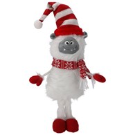 Yeti z materiału, 48 cm, biały, czerwony, do postawienia