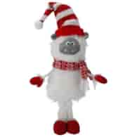 Yeti z materiału, 48 cm, biały, czerwony, do postawienia