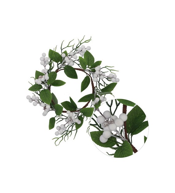 Wianek dekorowany 30cm biały zielony