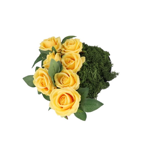 Kompozycja nagrobna premium w sercu, 19x19x12cm, żółty