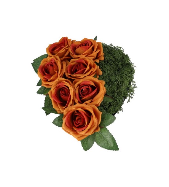 Kompozycja nagrobna premium w sercu, 19x19x12cm, herbaciany