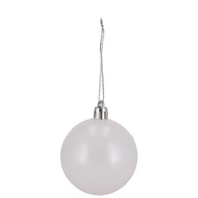 Bombki Plastikowe 6CM/8SZT (Gładka + Żłobiona), Opal - Biały