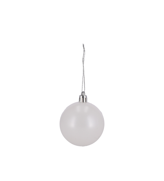Bombki plastikowe 6cm/8szt (gładka + żłobiona), biały opal