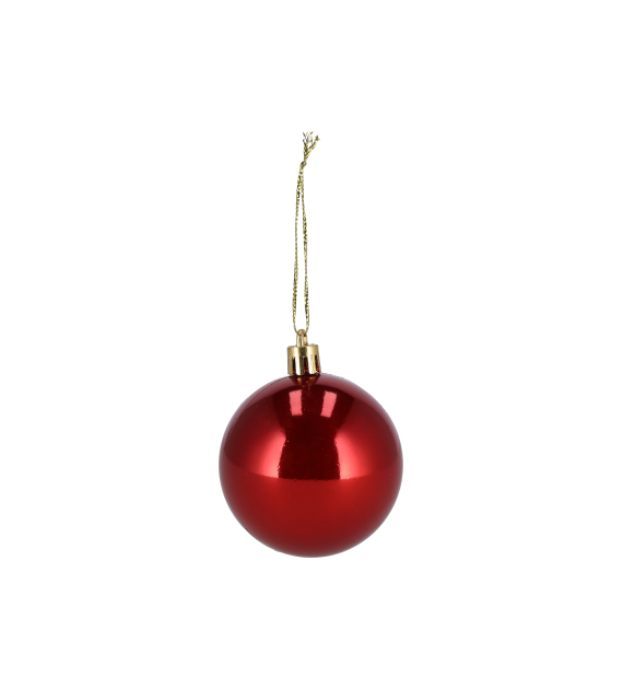 Bombki plastikowe, 6cm/8szt, czerwony, do powieszenia