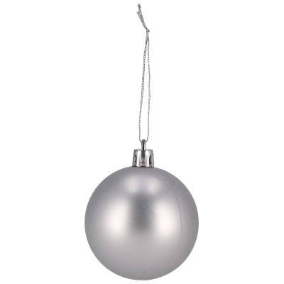 Bombki plastikowe 6cm/10szt, biały, srebrny