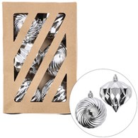 Bombki plastikowe 7cm/4szt + cebulki 8cm/2szt, srebrny