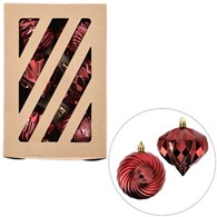 Bombki plastikowe 7cm/4szt + cebulki 8cm/2szt, czerwony