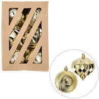 Bombki plastikowe 7cm/4szt + cebulki 8cm/2szt, złoty