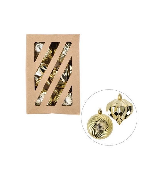 Bombki plastikowe 7cm/4szt + cebulki 8cm/2szt, złoty