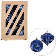 Bombki plastikowe 7cm/4szt + cebulki 8cm/2szt, ciemny niebieski