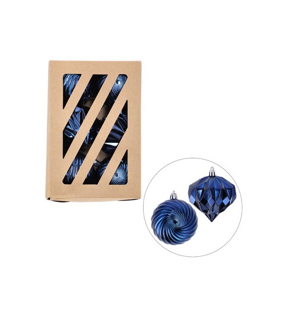 Bombki plastikowe 7cm/4szt + cebulki 8cm/2szt, ciemny niebieski