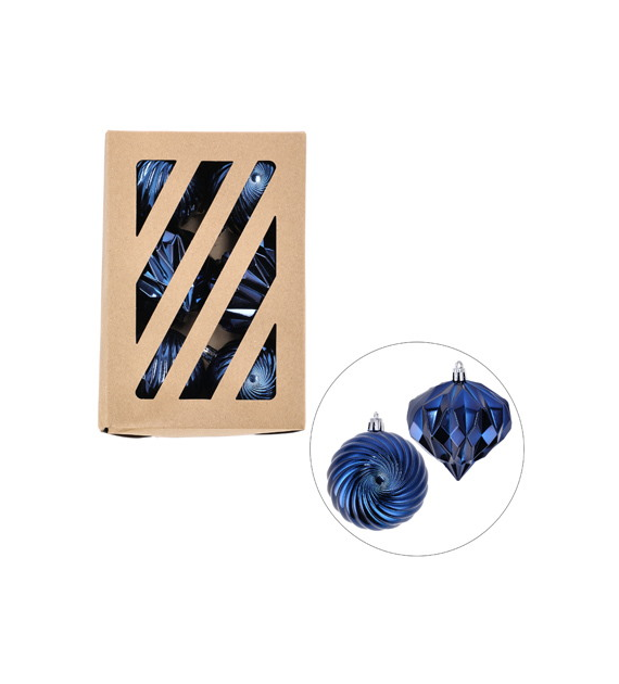Bombki plastikowe cebulki, 7cm/6szt, ciemny niebieski, do powieszenia
