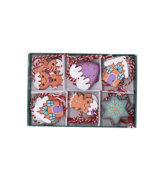 Dekoracje z drewna z motywem świątecznym, 18szt, do powieszenia