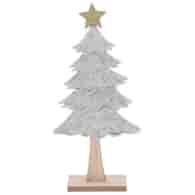 Choinka z drewna z filcem, szara, 25 cm, do postawienia