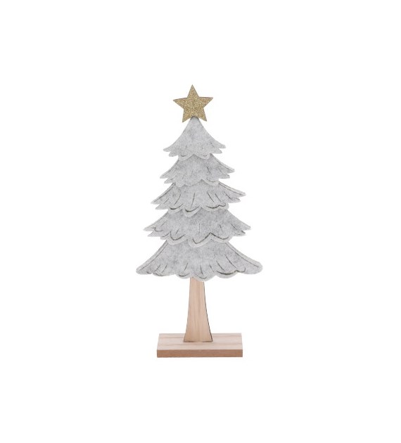 Figurka z filcu choinka, szara, 25 cm, do postawienia