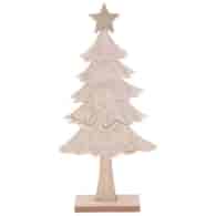 Choinka z drewna z filcem, beżowa, 25 cm, do postawienia