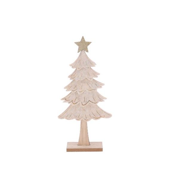 Figurka z filcu choinka, beżowa, 25 cm, do postawienia