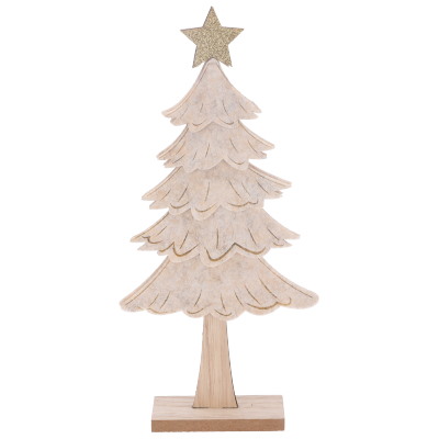 Figurka z filcu choinka, beżowa, 25 cm, do postawienia