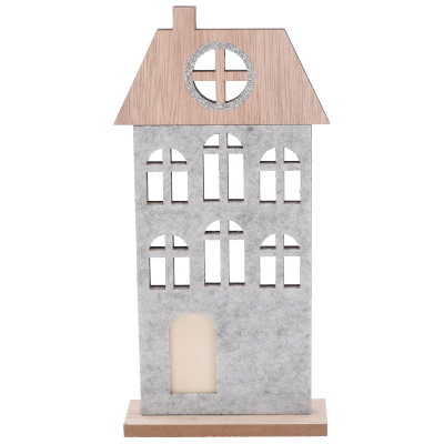Figurka z filcu domek, szara, 25 cm, do postawienia