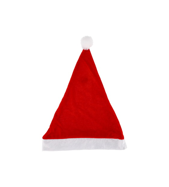 Czapka mikołaja z materiału, czerwony, biały, 38 cm