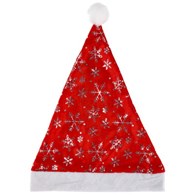 Czapka mikołaja z materiału z wzorkiem, czerwony, biały, 38 cm