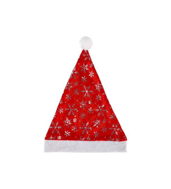 Czapka mikołaja z materiału z wzorkiem, czerwony, biały, 38 cm