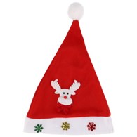 Czapka mikołaja z materiału z reniferem, czerwony, biały, 38 cm