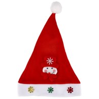 Czapka mikołaja z materiału z bałwankiem, czerwony, biały, 38 cm