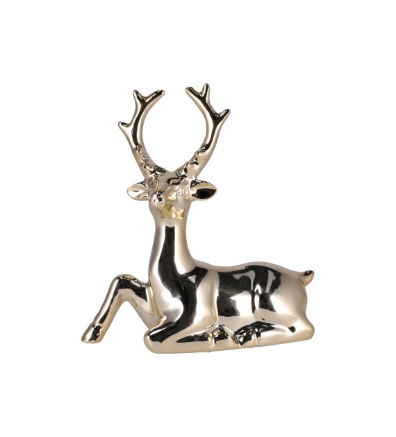 Renifer z ceramiki, 13,5cm, złoty, do postawienia