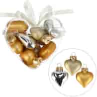 Bombki szklane mini w sercu - serca 4cm/10szt, złoty