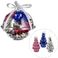 Bombki szklane mini w bombce - choinki 5cm/11szt, srebrny, granat, róż