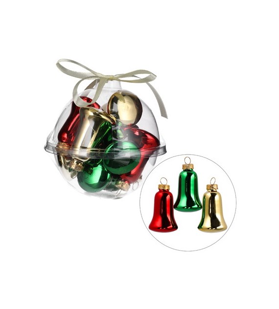 Bombki szklane mini w bombce - dzwonki 50mm 9szt.
