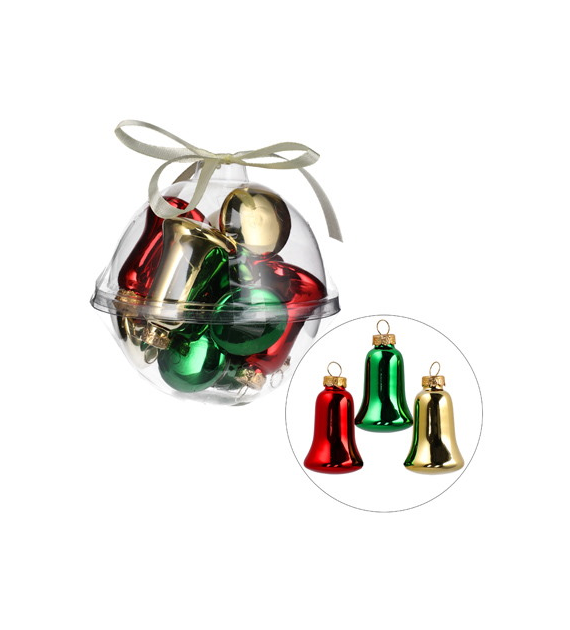 Bombki szklane mini w bombce - dzwonki 50mm 9szt.