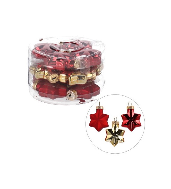 Bombki szklane mini - gwiazdki 40mm 12szt.