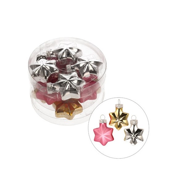 Bombki szklane mini - gwiazdki 40mm 12szt.